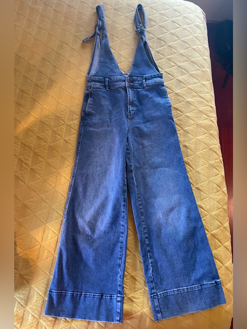 Free People Indigo Blue Wide-Leg Denim Overalls